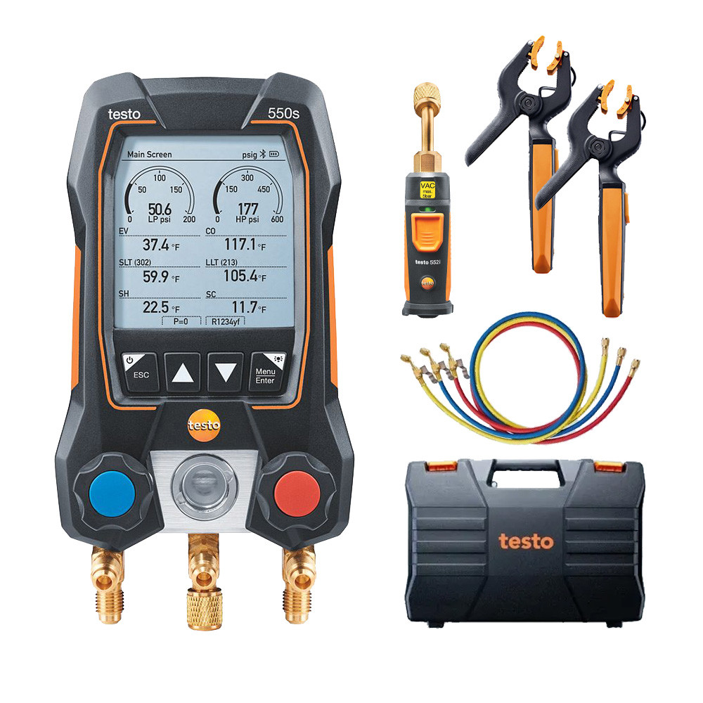 Testo 550s Smart Vacuum Kit with Hoses - Smart Digital Manifold