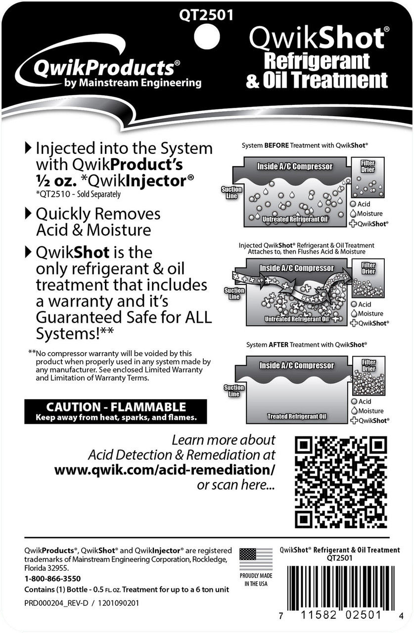 QwikProducts QT2501 QwikShot Refrigerant and Oil Treatment