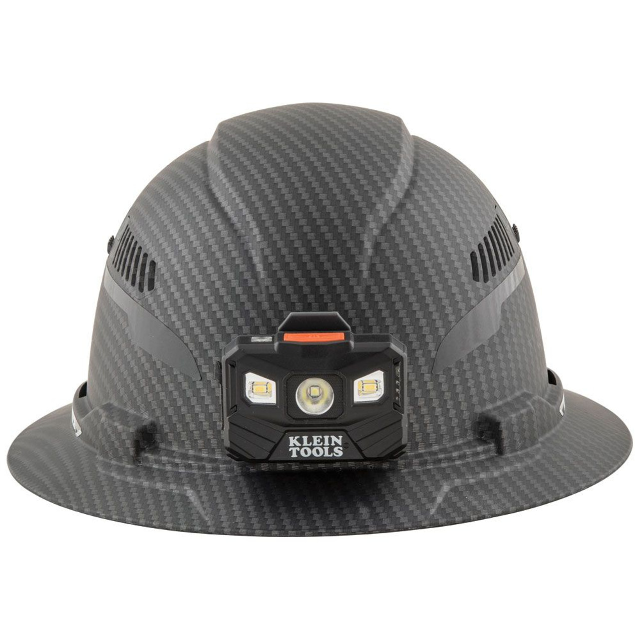 Klein 60347 Premium KARBN Full Brim Vented Hard Hat with Rechargeable  Headlamp
