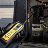 Fieldpiece DRX3 Refrigerant and Combustible Gas Leak Detector in use on rooftop unit