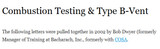 Combustion Testing & Type B-Vent