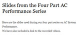 Slides from the Four Part AC Performance Series
