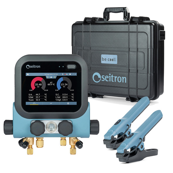 Seitron Be Cool Evo M4S 4 Port Digital Manifold Basic Kit with Wireless Temperature Clamps and Hard Case