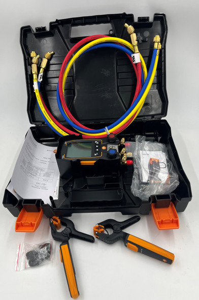 USED-Testo 550s Smart Vacuum Kit with Hoses Smart Digital Manifold with Wireless Vacuum and Temperature Probes and Set of 3 Refrigerant Hoses