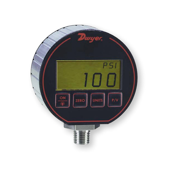 Dwyer DPG-110 Stainless Steel Battery Powered Digital Pressure Gauge front display