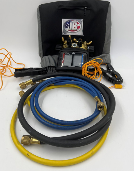 USED JB DM4-RW REVOLVER 4-Valve Wireless Digital Manifold with CCLE4-60 Refrigerant Hose Set and Soft Case - Like New