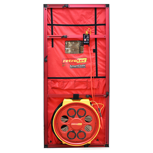 Retrotec US5100X Blower Door System with DM32X Gauge, Model 5000 Fan, Smart Cloth Panel, and Frame
