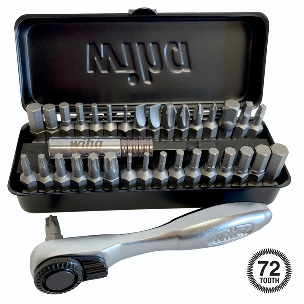 Wiha 74996 35 Piece Pocket Tool Box 1/4" Ratchet and Bit Set