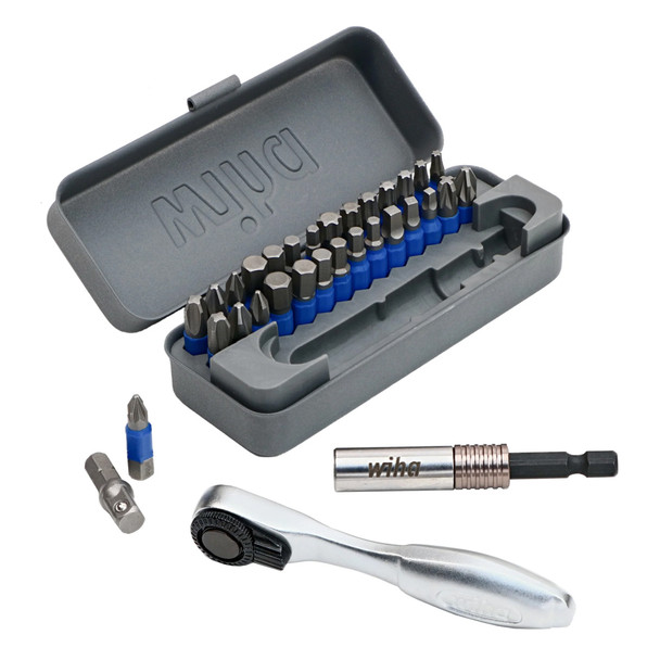 Wiha 76889 GoBox 32 Piece TerminatorBlue Impact Bit Set with Mini Ratchet