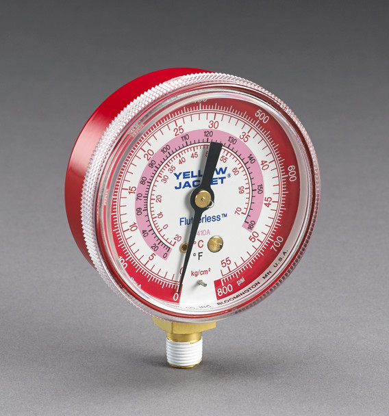 Yellow Jacket 49036 2-1/2" Red Pressure Gauge 0-800 kg/cm2/psi for R-410A, and R-32