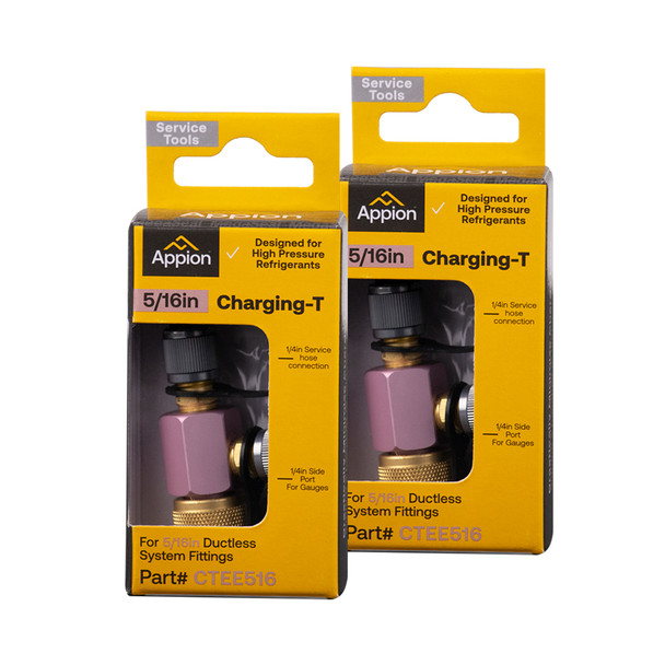 Appion CTEE516 MegaSeal Low-Loss Charging Tee Fitting 5/16" two pack in box