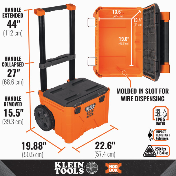 Klein Tools 54802MB MODbox Rolling Toolbox sizing info