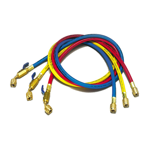 Yellow Jacket 29486 PLUS II 1/4" Charging Hoses 72" for R-410A Tanks - 3 Pack RYB
