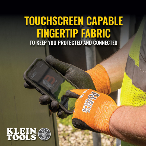 Klein Tools 60580 Knit Dipped Touchscreen Gloves Cut Level A1 touchscreen