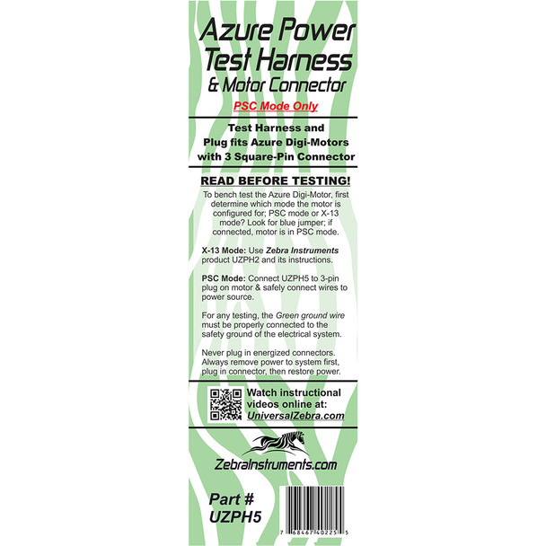 Zebra UZPH5 Power Test Harness #5 for Azure Digi-Motors in packaging