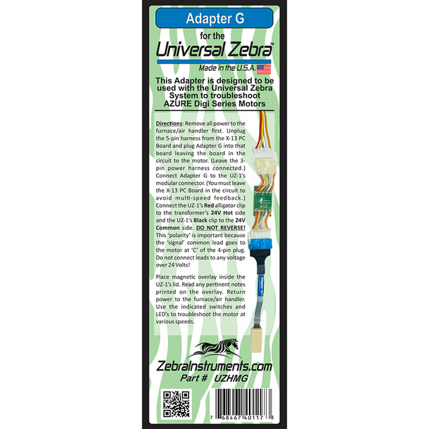 Zebra UZHMG Universal Zebra Adapter G - Azure 5 Pin Digi-Motors in package