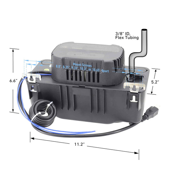 Beckett BK221TUL Medium Condensate Pump dimensions