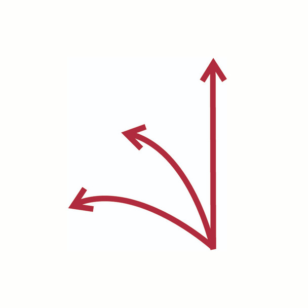 Red arrows pointing straight and left depicting the offset cutting angles