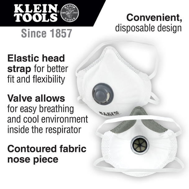 Klein 604403 N95 Disposable Respirator Mask infographic