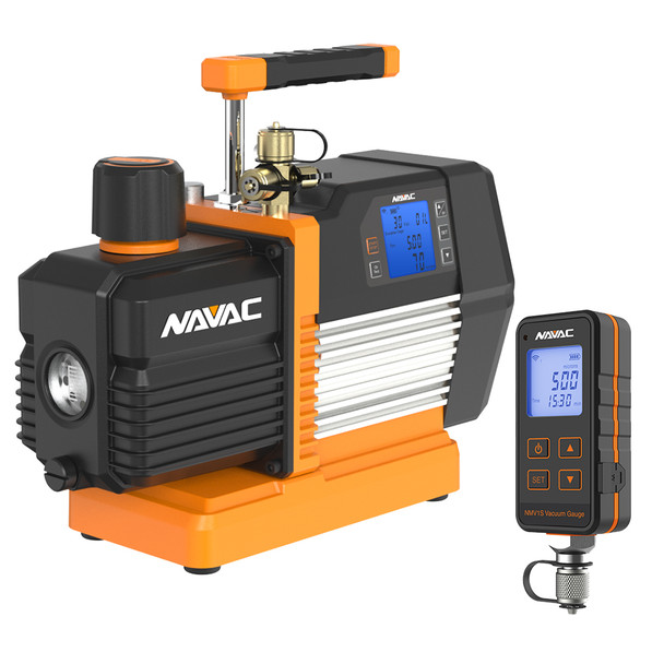 NAVAC NP8DSV Master Series Smart Vacuum Pump 8 CFM with NMV1S Vacuum Gauge