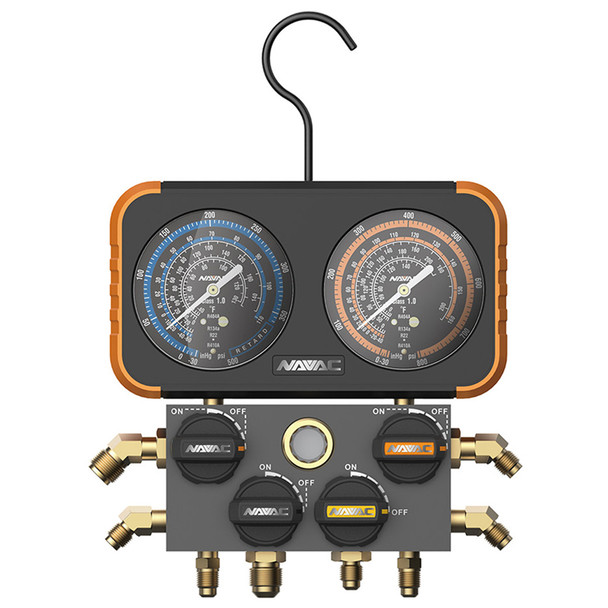NAVAC N4A4 Pro Plus 4 Valve Manifold Gauge front