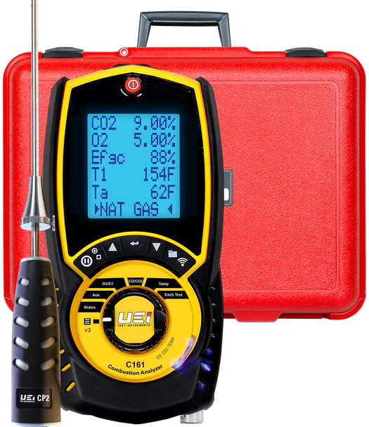 UEI C161 Residential Combustion Analyzer with Probe and Hard Case