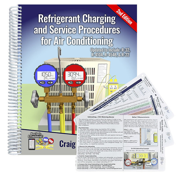 AC Service Tech 2nd Edition Refrigerant Charging and Service Procedures for Air Conditioning Paperback Book and Quick Reference Card Combo