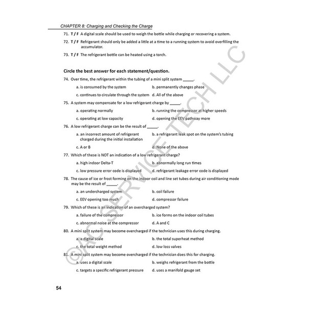 AC Service Tech Inverter Mini Split Operation Procedures for Air Conditioning Workbook sample page 54