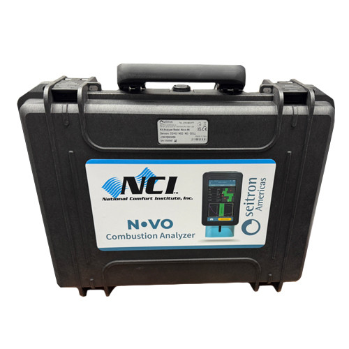 NCI Seitron NOVO Combustion Analyzer hard case with NCI sticker