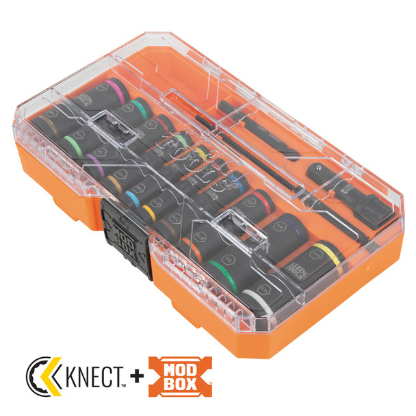 Klein Tools 65239 KNECT™ Flip-20 Impact Socket Set inside modbox