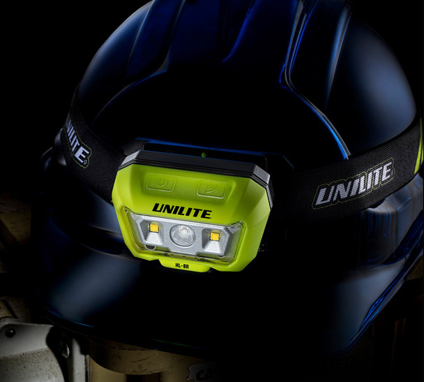 Unilite HL-8R Dual Beam Rechargeable Head Torch on helmet (not included)