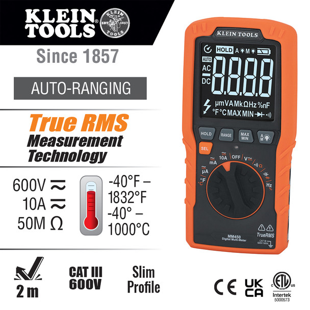 Klein Tools MM450 Slim Digital Multimeter specs