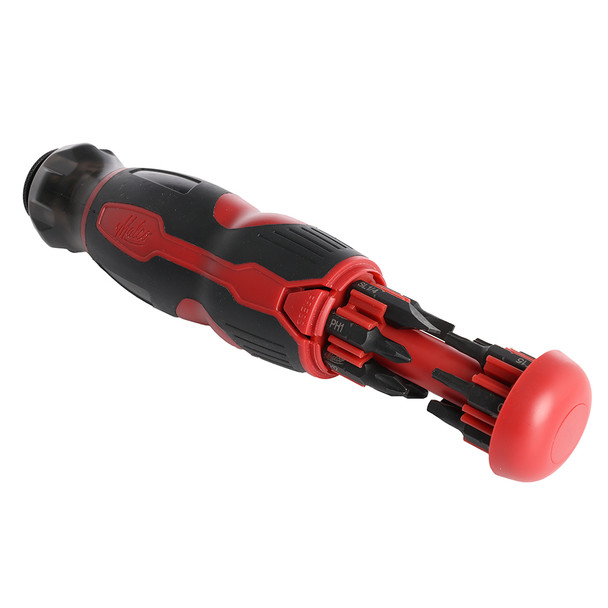 Malco HPGB Premium Grip 1/4" Hex Bit Storage Handle with 12 Impact Rated Bits, 4.9" Length