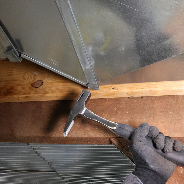 Malco TMH1 Tin Master™ Hammer 18oz Tinner’s Hammer in use finishing