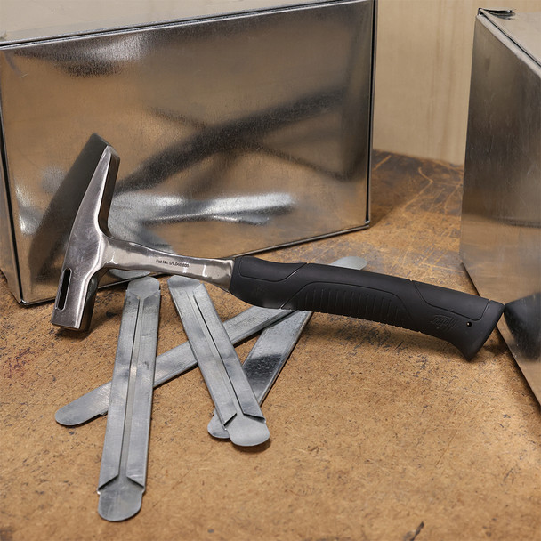 Malco TMH1 Tin Master™ Hammer 18oz Tinner’s Hammer in use