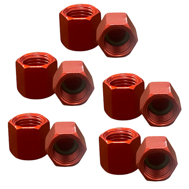 Malco CD2235R/10 A2L Refrigerant Hex Caps Red Aluminum pack of 10