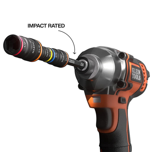Klein Tools 32914HD 14-in-1 Impact Rated Flip Socket Driver on drill (not included)
