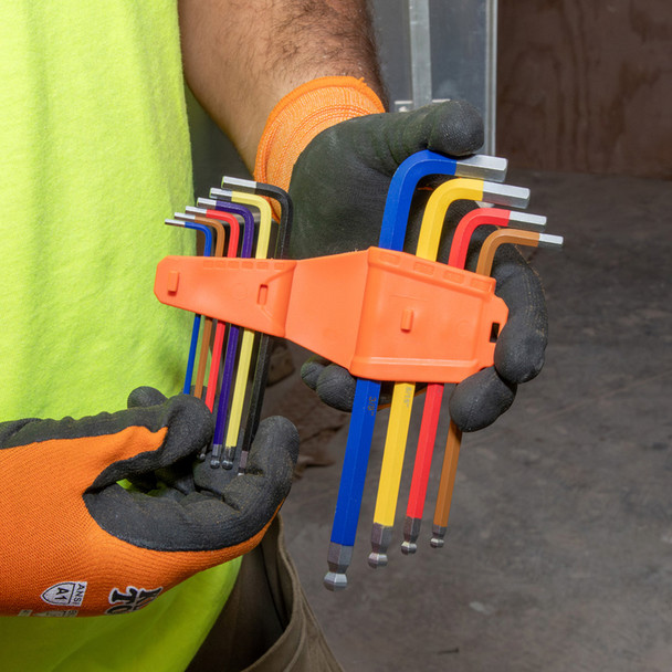 Klein Tools CBLS19 Powder Coated Long Ball-End Hex Key Set SAE open caddy