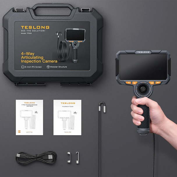 Teslong TF600 4 Way Articulating Single Lens Inspection Camera includes