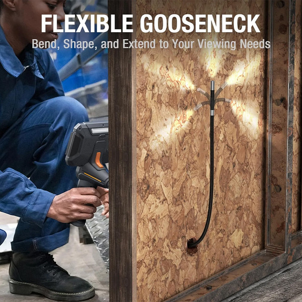 Teslong TF600 4 Way Articulating Single Lens Inspection Camera infograph flexible gooseneck