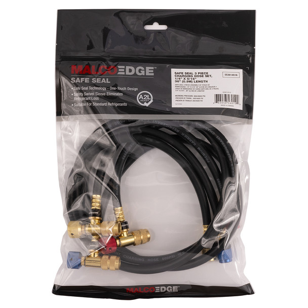 MalcoEdge SS3614516 Safe Seal Hose Set, 5/16" x 1/4" Ends, 36" Length in package