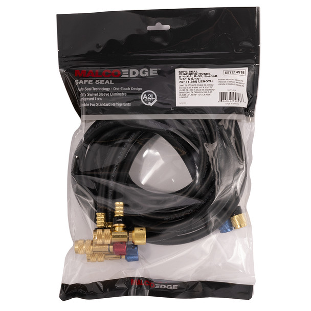 MalcoEdge SS7214516 Safe Seal Hose Set, 5/16" x 1/4" Ends, 72" Length in package