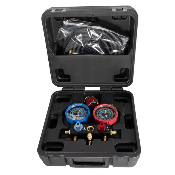 MalcoEdge™ M2VKA2L 2-Valve A2L Manifold Kit in case with hoses