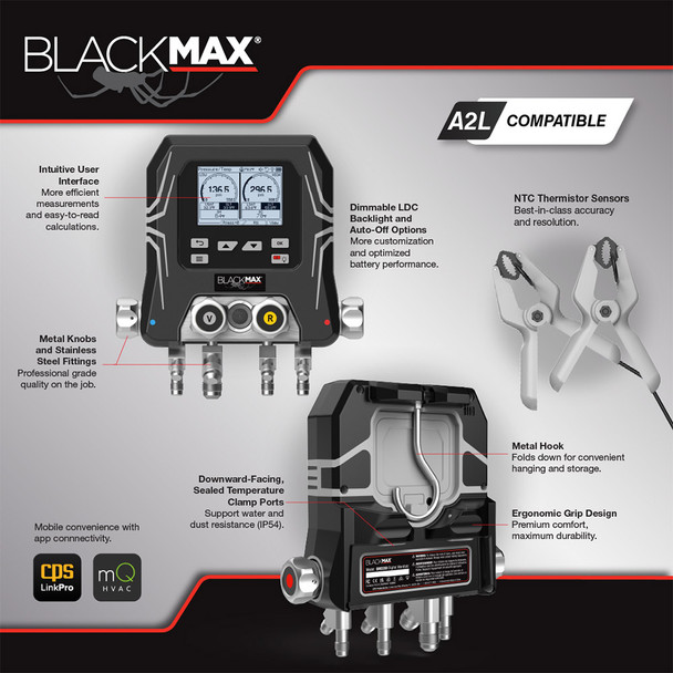 CPS BlackMax BMD200 Wireless 4-Valve Digital Manifold features