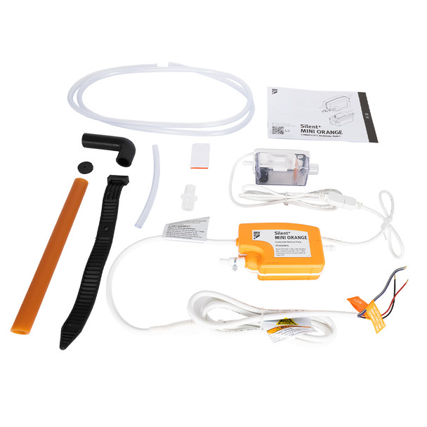 Aspen FP3430 Silent+ Mini Orange Condensate Removal Pump includes accessories