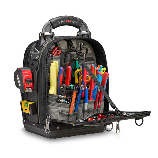 Veto Pro Pac TECH MCT EVO Compact Service Tool Bag back pocket with tools (not included)