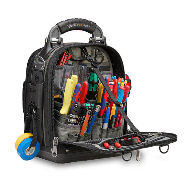 Veto Pro Pac TECH MCT EVO Compact Service Tool Bag back pocket with tools (not included)