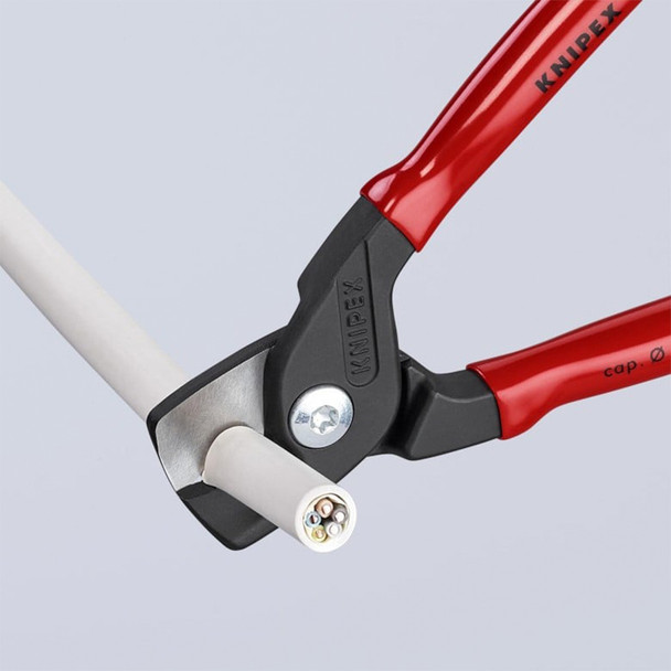 KNIPEX 6-1/4" StepCut Cable Shears in use
