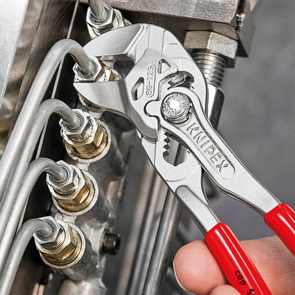 KNIPEX 5" Mini Pliers Wrench in use