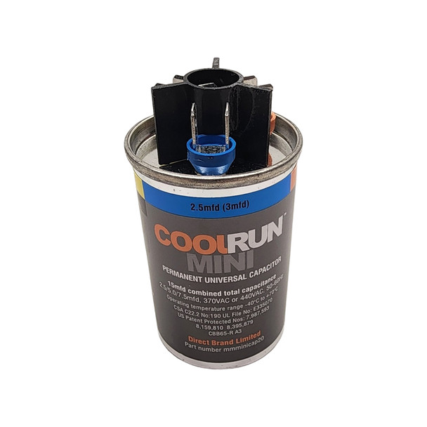 FalconChoice MINICAP200 CoolRun Permanent Universal Capacitor, 2.5-7.5 MFD (15 Combined) front